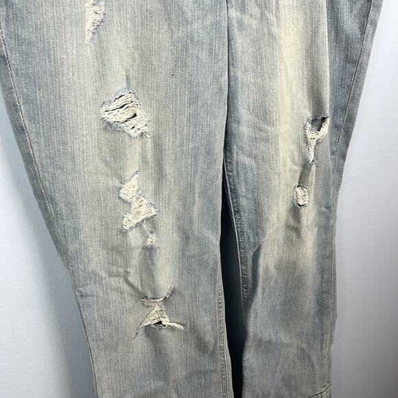 Express Bell crop high rise distressed raw hem hanker crop jeans size 8 - Picture 3 of 12